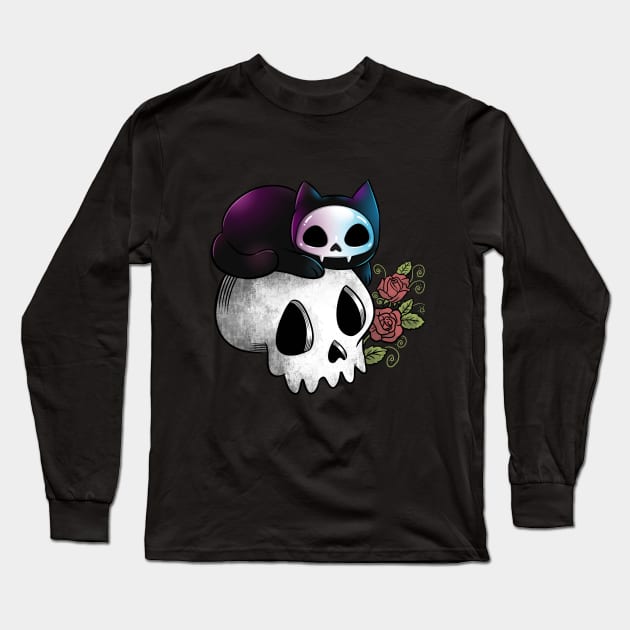 Spooky Cat Long Sleeve T-Shirt by peekxel